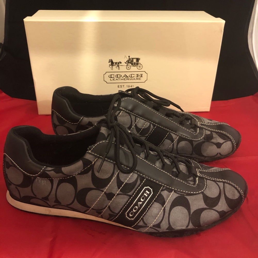 Coach “Frida” Tennis Shoes. Black Signature Fabric